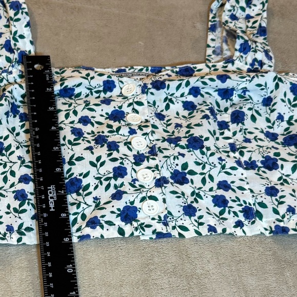 Bonjour Blue & White Gingham Camisole style cropped top size M - Picture 5 of 7